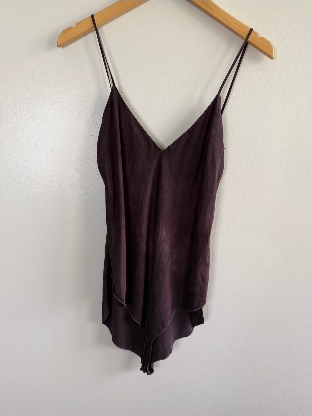 Vintage 100% Silk Dark Plum Spaghetti Strap Cami Top Bodysuit